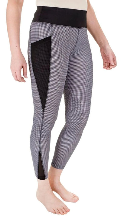 TuffRider Minerva EquiCool Houndstooth Riding Tights with Silicone, Black/white/1