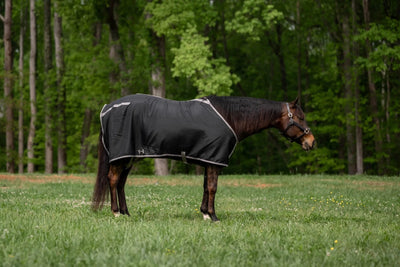 TuffRider Shelter Closed Front Stable Sheet-Black/Grey, 68 in