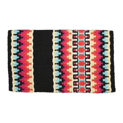 TuffRider Dallas Double Weave Saddle Blanket-Black/Pink/Yellow-34 x 42