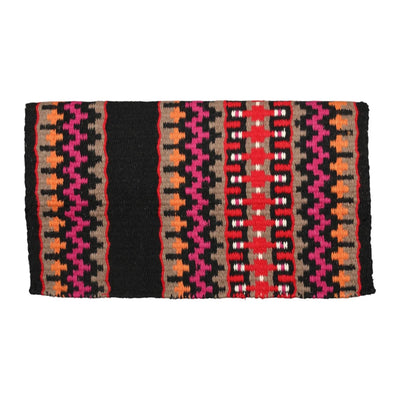 TuffRider Lubbock Double Weave Saddle Blanket-Black/Pink/Orange-34 x