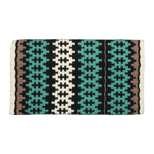 TuffRider Tulsa Double Weave Saddle Blanket-White/Green/Black-34 X 40 Inch