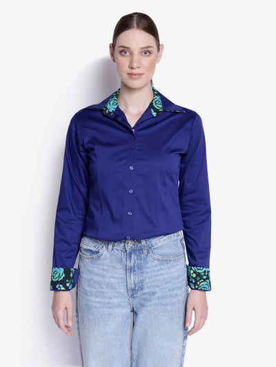 TuffRider Ladies ADEY Double Collar Shirt-Royal Blue -Large