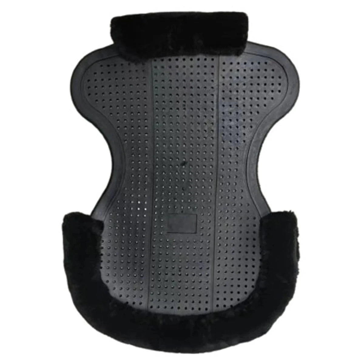 TuffRider Eco Sheepskin Jumping Gel Pad-Black with perforated gel and black sheepskin trim for horse tack comfort
