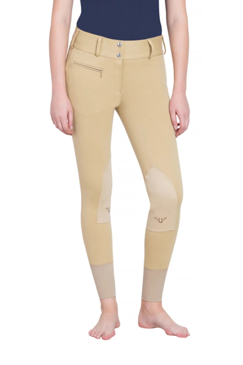 TuffRider Ladies Cotton Lowrise Wide Waistband Knee Patch Breeches, light tan/36, view 14