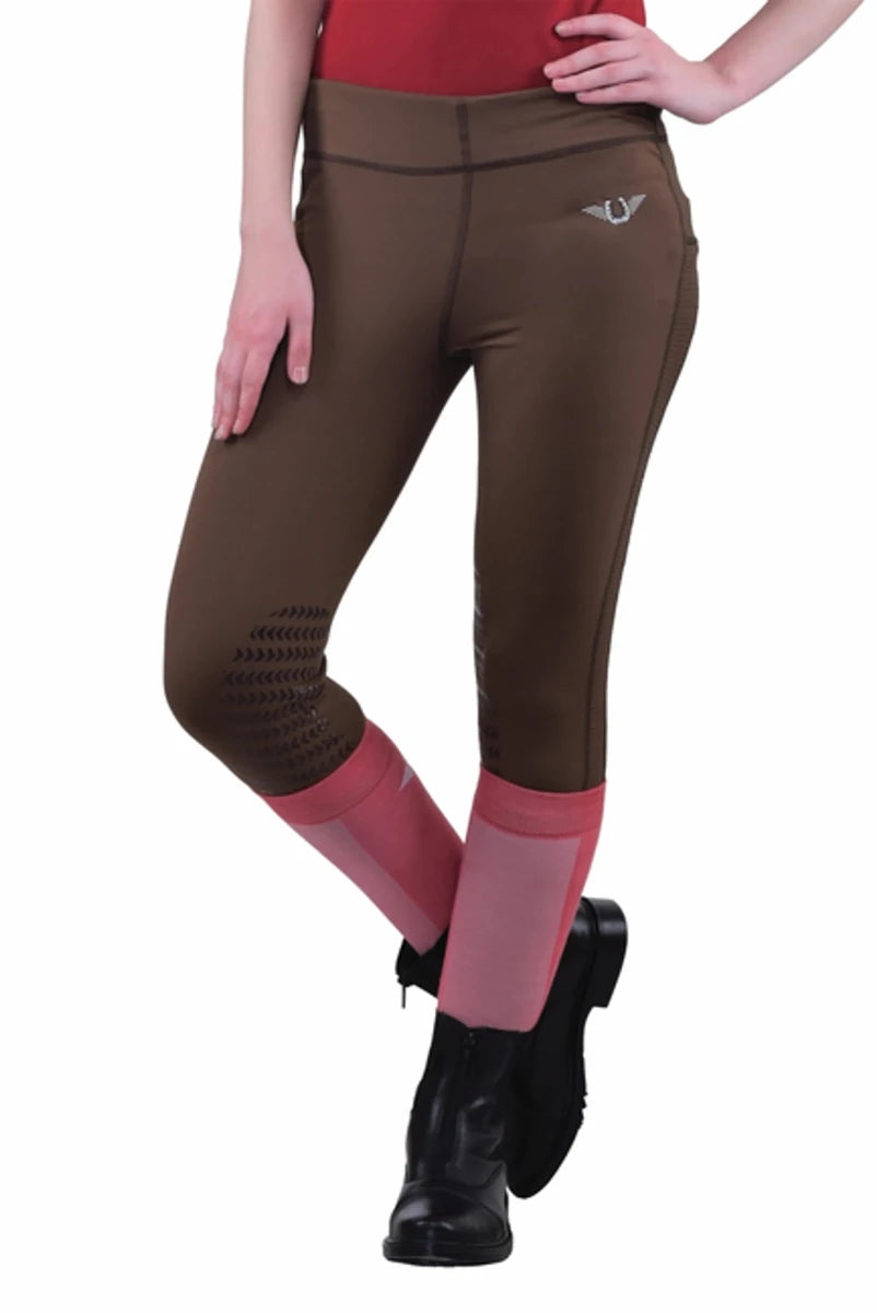 TuffRider Ladies Ventilated Schooling Tights, chocolate w/ chocolate/XS, view 15