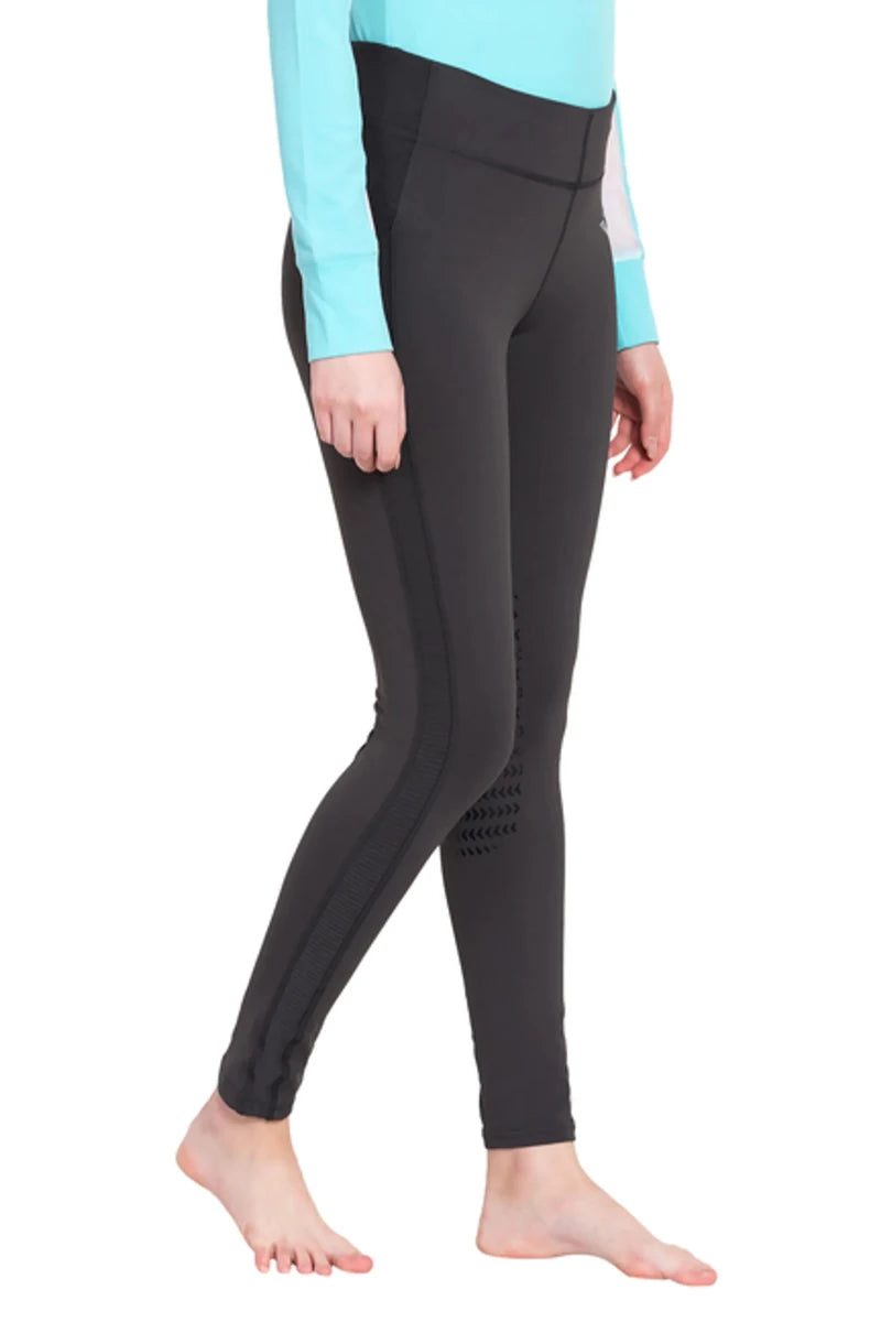 TuffRider Ladies Ventilated Schooling Tights, charcoal w/ charcoal/M, view 7