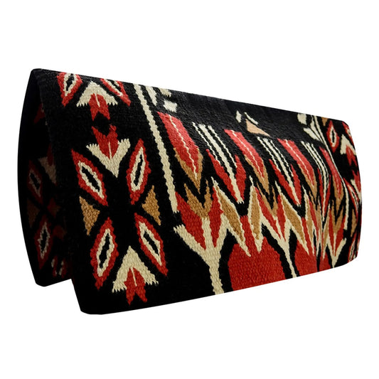 TuffRider Dodge Western Woven Saddle Blanket- Black/Red- 34 x 36