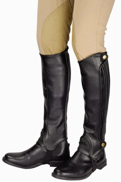 TuffRider Adult Grippy Grain Half Chaps, Black/XS