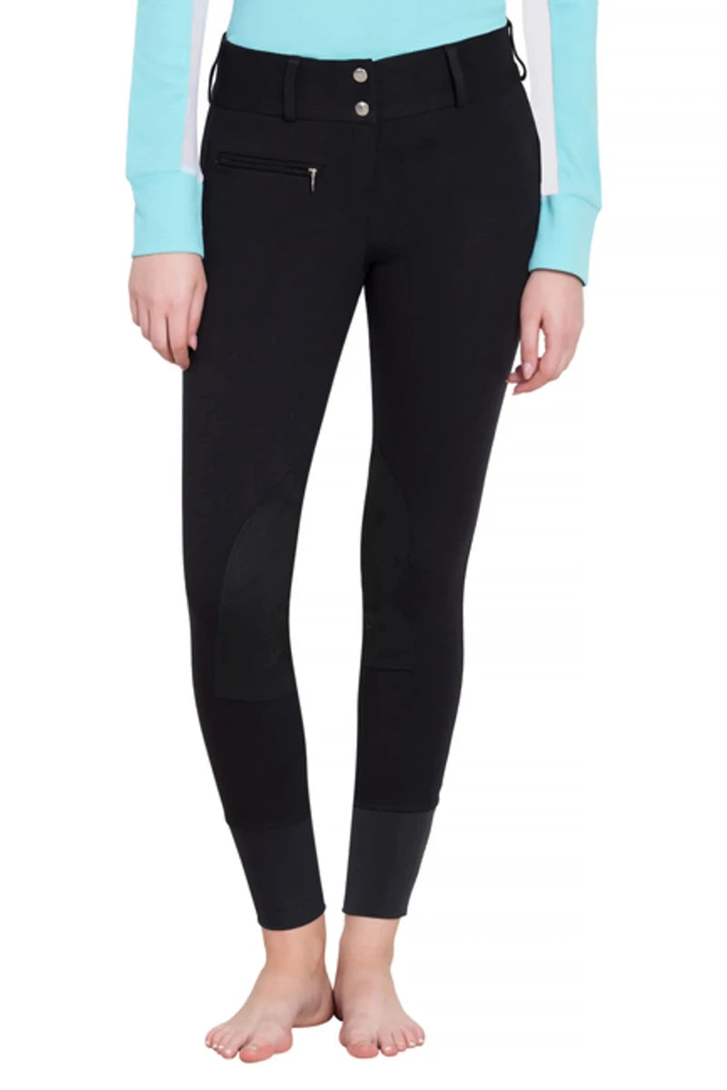 TuffRider Ladies Ribb Lowrise Wide Waistband Knee Patch Breeches, view 31
