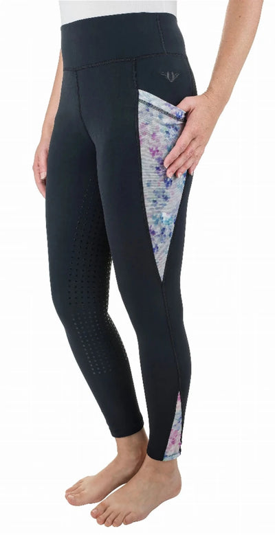 TuffRider Ladies Minerva 3 Season Printed Full Seat Tights, Watercolor/XS