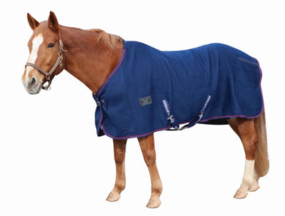 Horse Stable Sheet - TuffRider Thermo Manager Quilted Blanket with, Navy/red piping/70