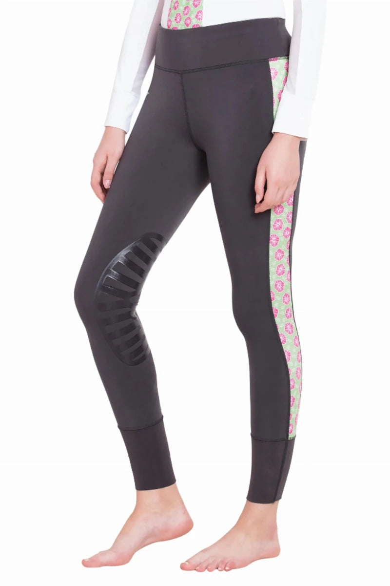 TuffRider Ladies Athena EquiCool Riding Tights, Charcoal/lime green/XS, view 15