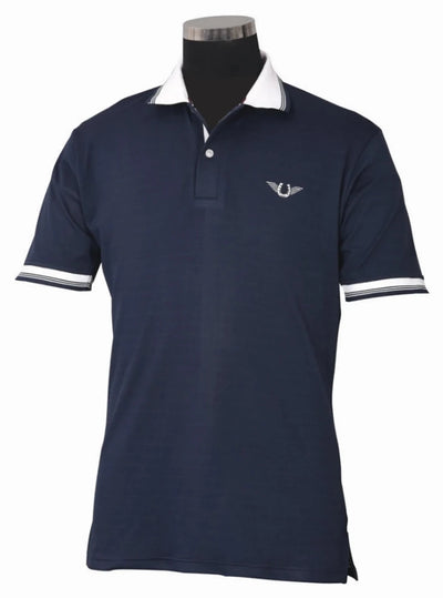 Men's Polo Shirt - TuffRider Mark Short Sleeve EquiCool Sport Polo, Ec navy/LARGE