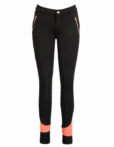 Kids Fleece-Lined Winter Riding Breeches, Black/6