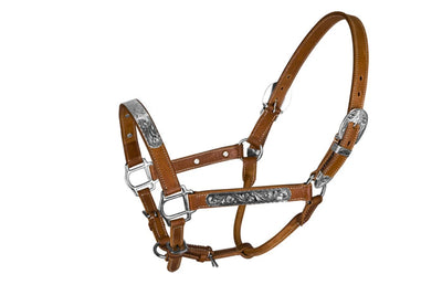 TuffRider Western Deluxe Show Halter with Engraved Silver Bar, Natural/HORSE