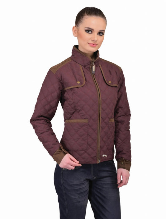 Women's Quilted Riding Jacket - Lightweight Equestrian Jacket with Adjustable Waist & Ultra-Suede Details - Equine Couture Cory