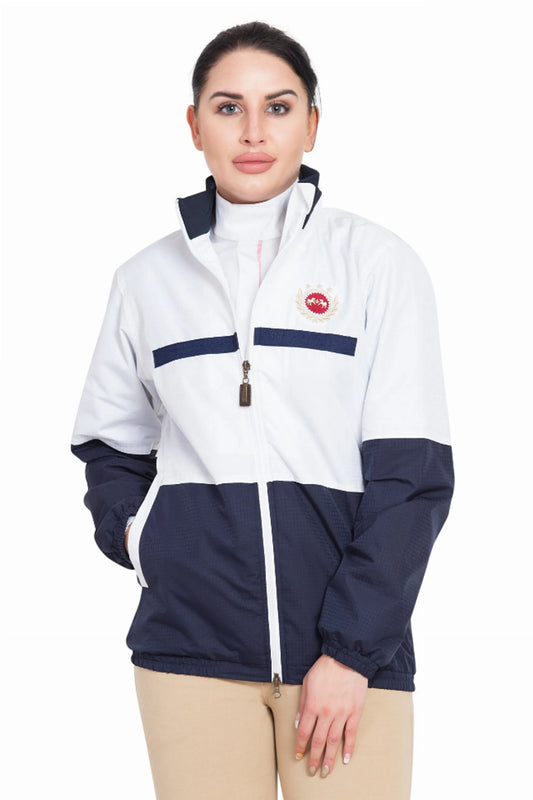 Equine Couture Ladies Marmara Rain Shell - Waterproof Breathable Riding Jacket with American Flag Emblem