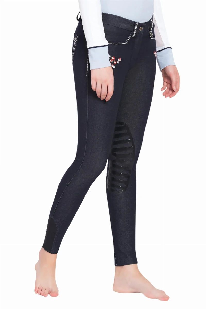 Equine Couture Alice Denim Embroidered Breeches, view 10