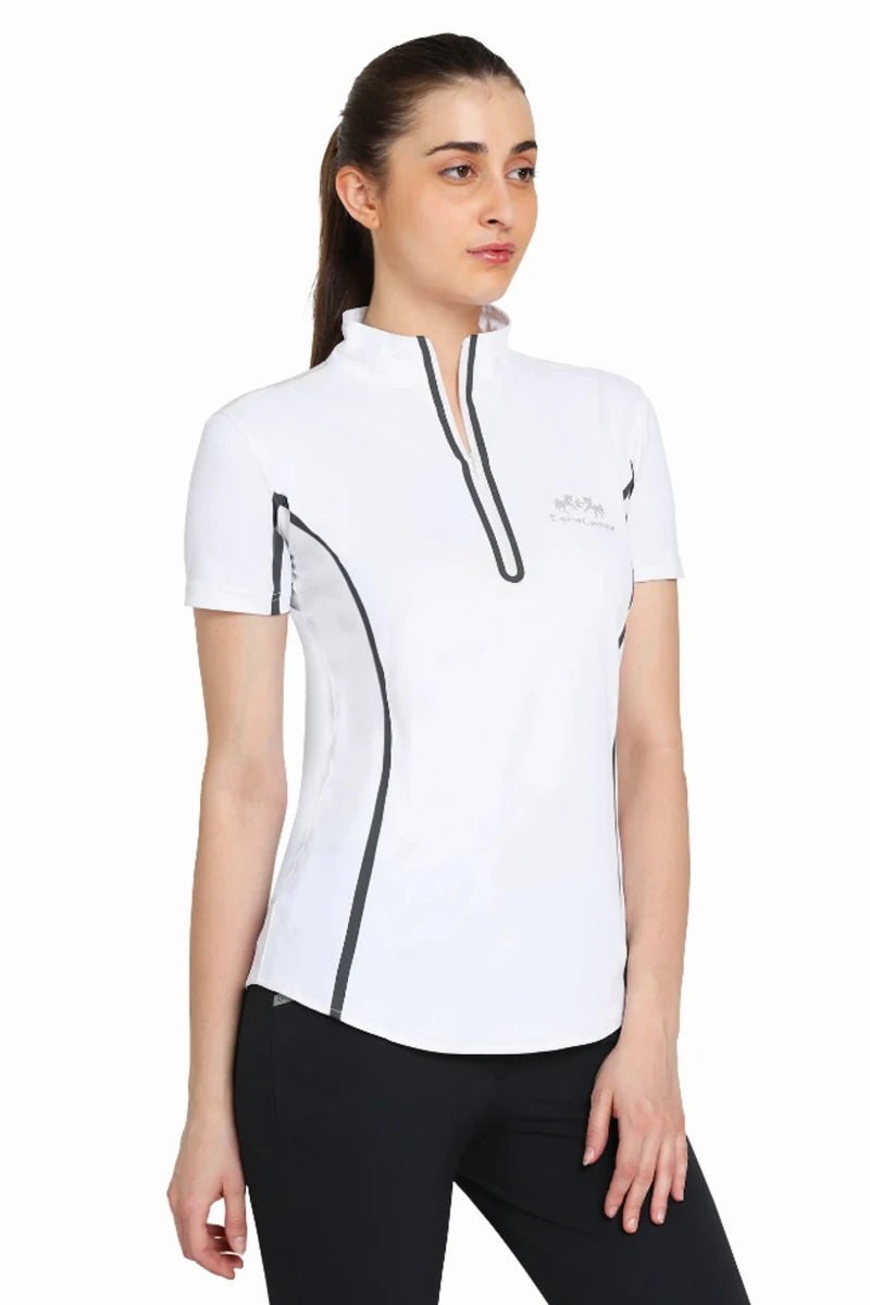 Equine Couture Ladies Ibiza Sport Shirt, White/black/XL, view 4