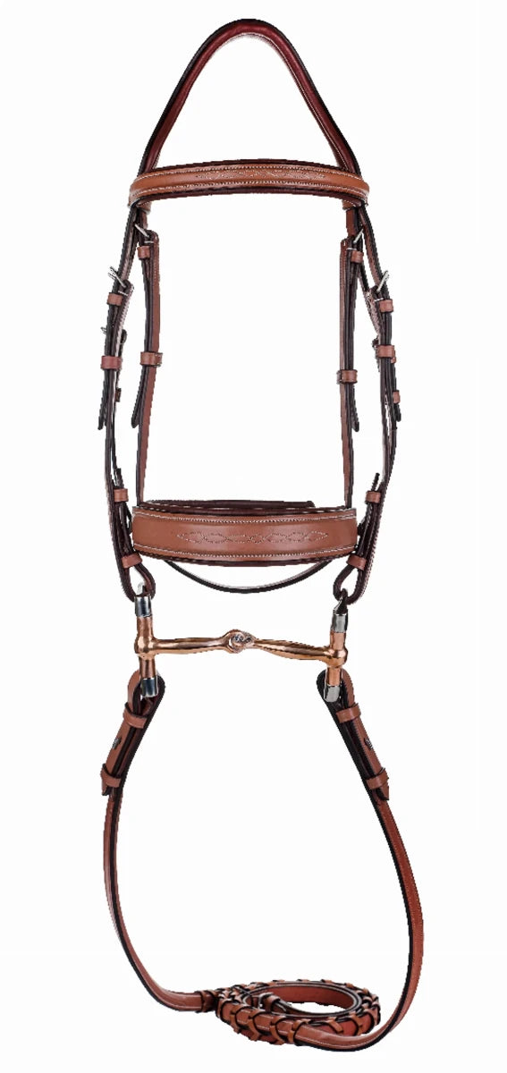 Laureate by Henri de Rivel Fancy Stitched Bridle with Wide Caveson and, Oakbark/OVERSIZE, view 3