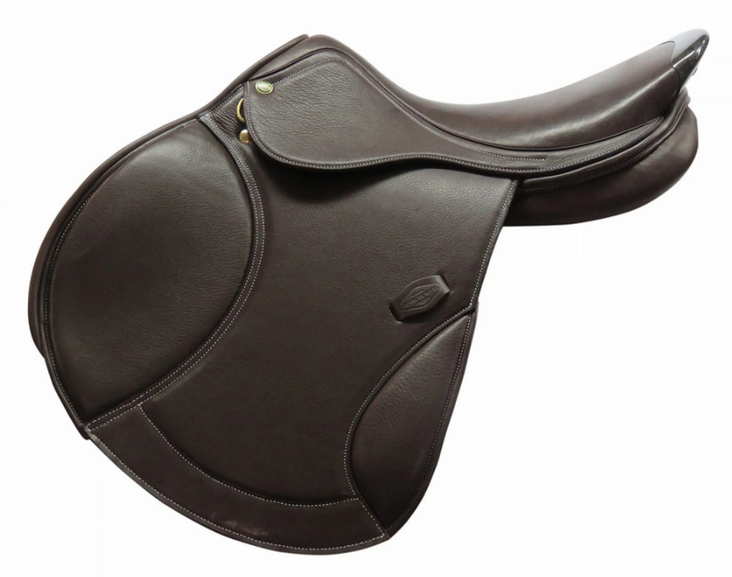 Henri de Rivel Millennium Covered Close Contact Saddle in dark brown leather for equestrian use and horse comfort