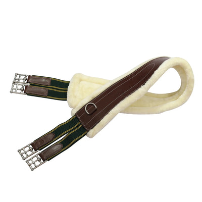 Henri de Rivel Contoured Leather Sherpa Fleece Girth-Australian Nut, 38/1