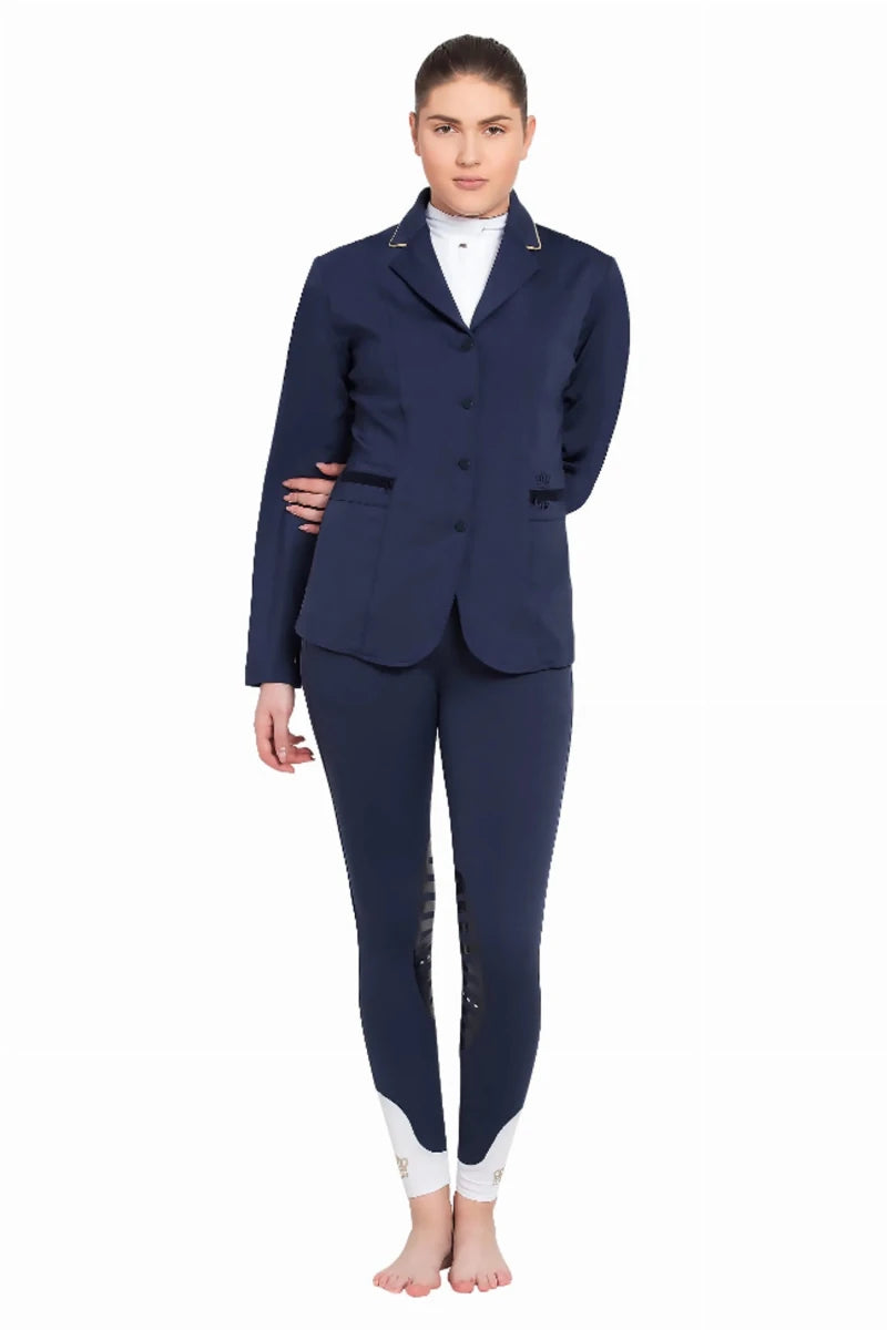 Women's Show Coat - Stretch Competition Jacket with Contrast Piping, view 7