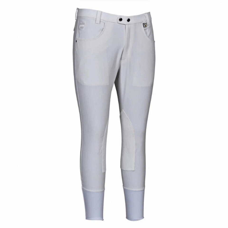 Men's Riding Breeches - Bamboo Cotton Knee Patch Breeches with, White/38, view 2