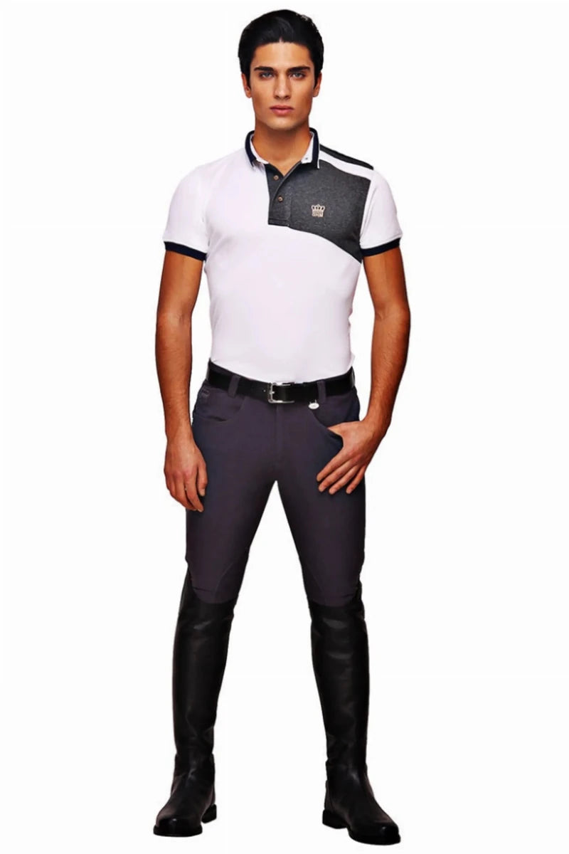 Men's Riding Breeches - Bamboo Cotton Knee Patch Breeches with, Graphite/40, view 11