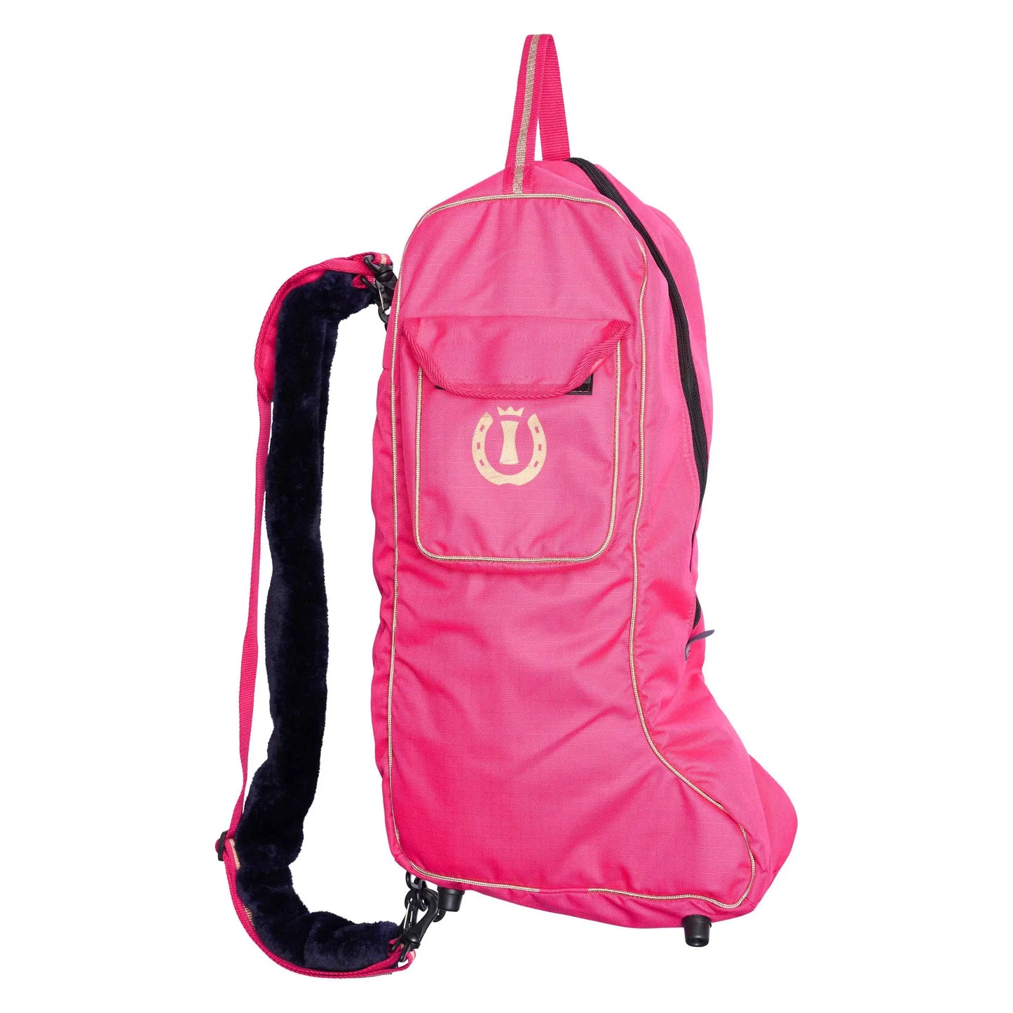 Imperial Riding Boots Bag IRHClassic-Bright Rose-1SIZE in bright rose with padded strap and front pocket for equestrian supplies.