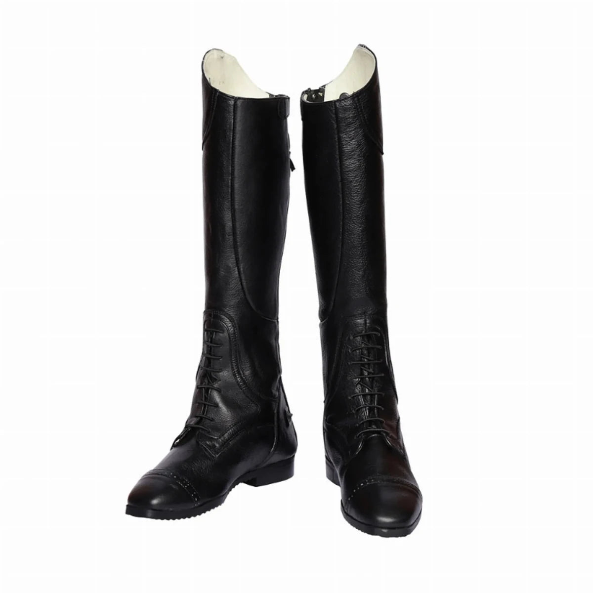 Women's Leather Field Boots - Back Zipper Tall Riding Boots with Memory Foam Footbed - TuffRider Olympia black tall boots