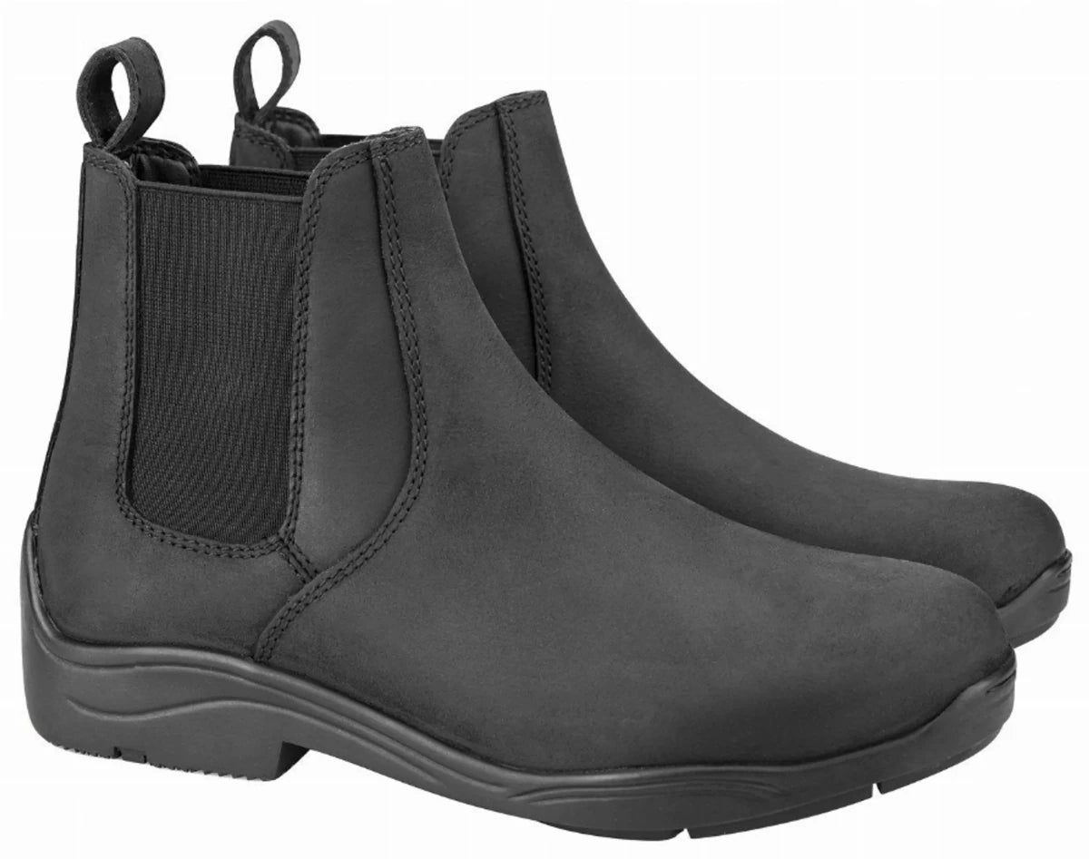 Women's Paddock Boots - Pull-On Equestrian Riding Boots with Elastic Gussets & Coated Leather - TuffRider in black
