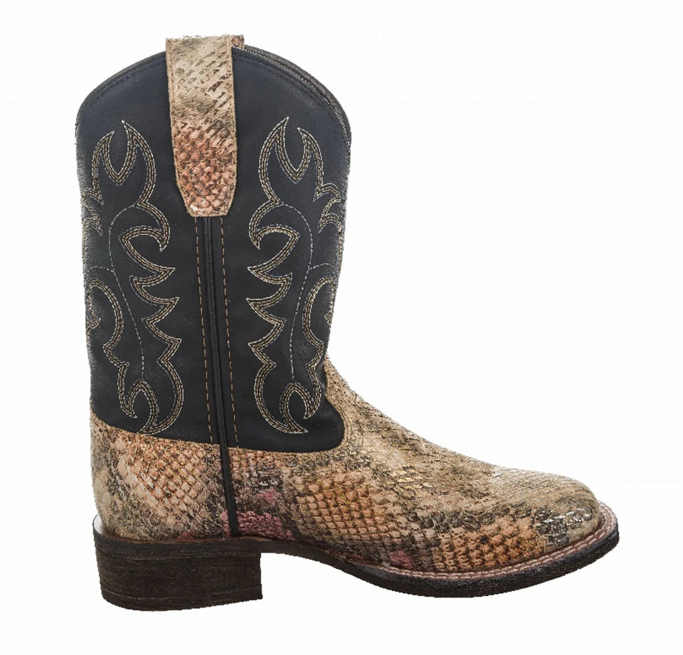 TuffRider Kid's Black Snake in My Boot Western Leather Boots, view 7