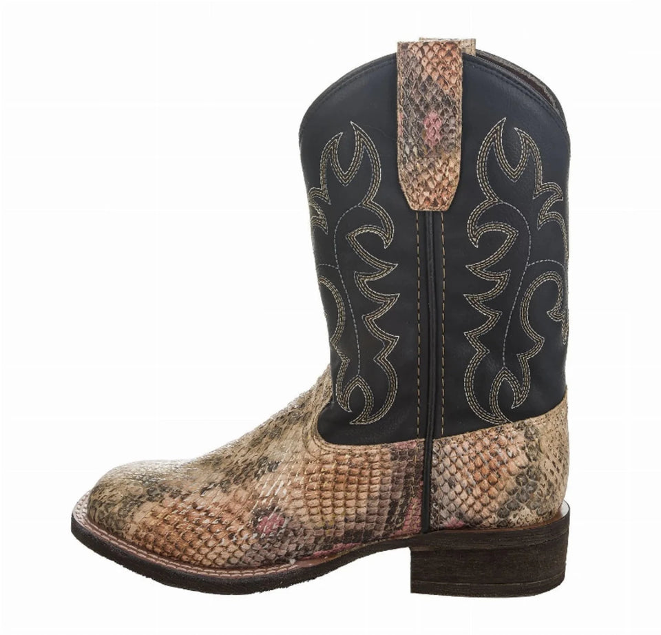 TuffRider Kid's Black Snake in My Boot Western Leather Boots, view 8