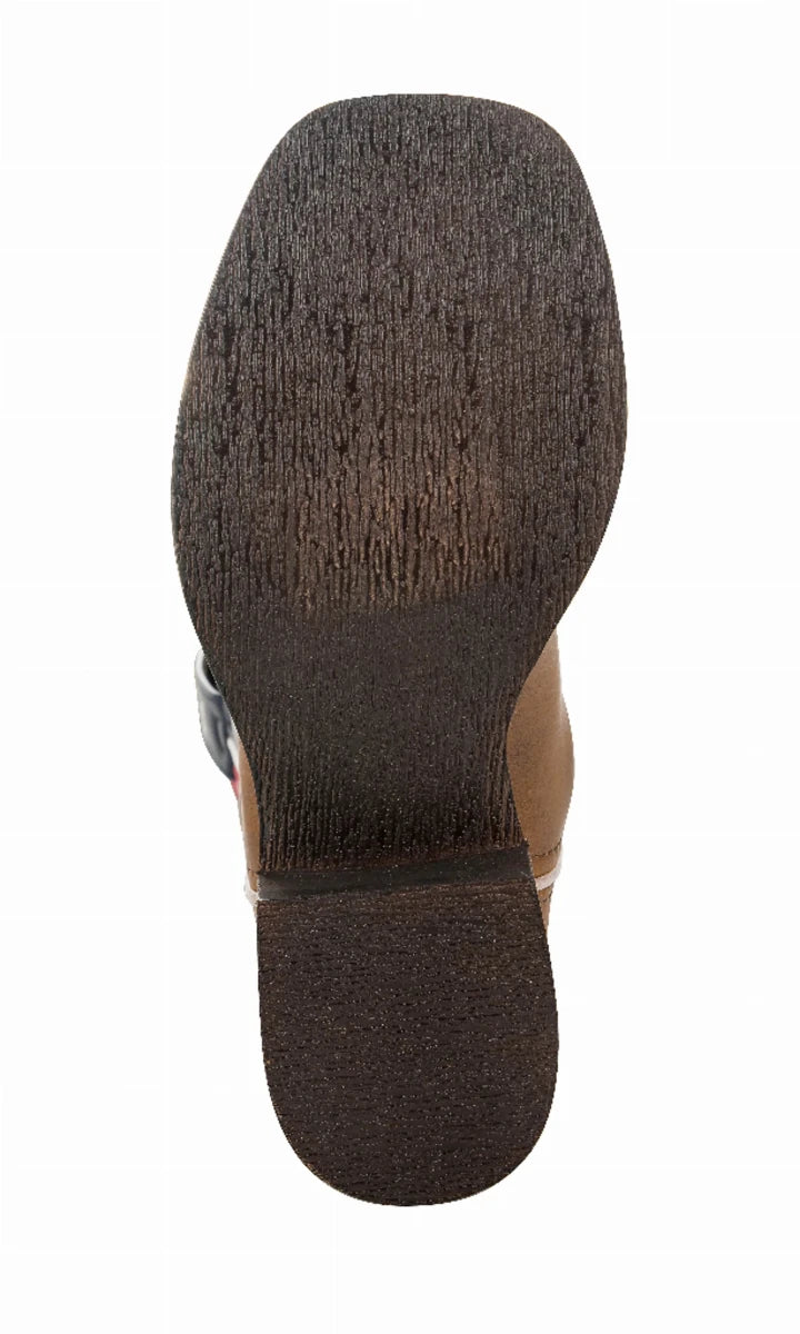 TuffRider Children's American Cowboy Western Boot showing textured sole and heel designed for durability and traction.