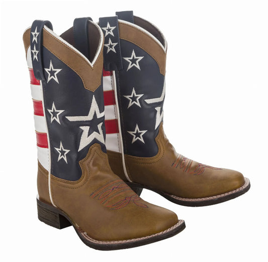 TuffRider Youth American Cowboy Western Boots - Classic Brown Kids Riding Boots