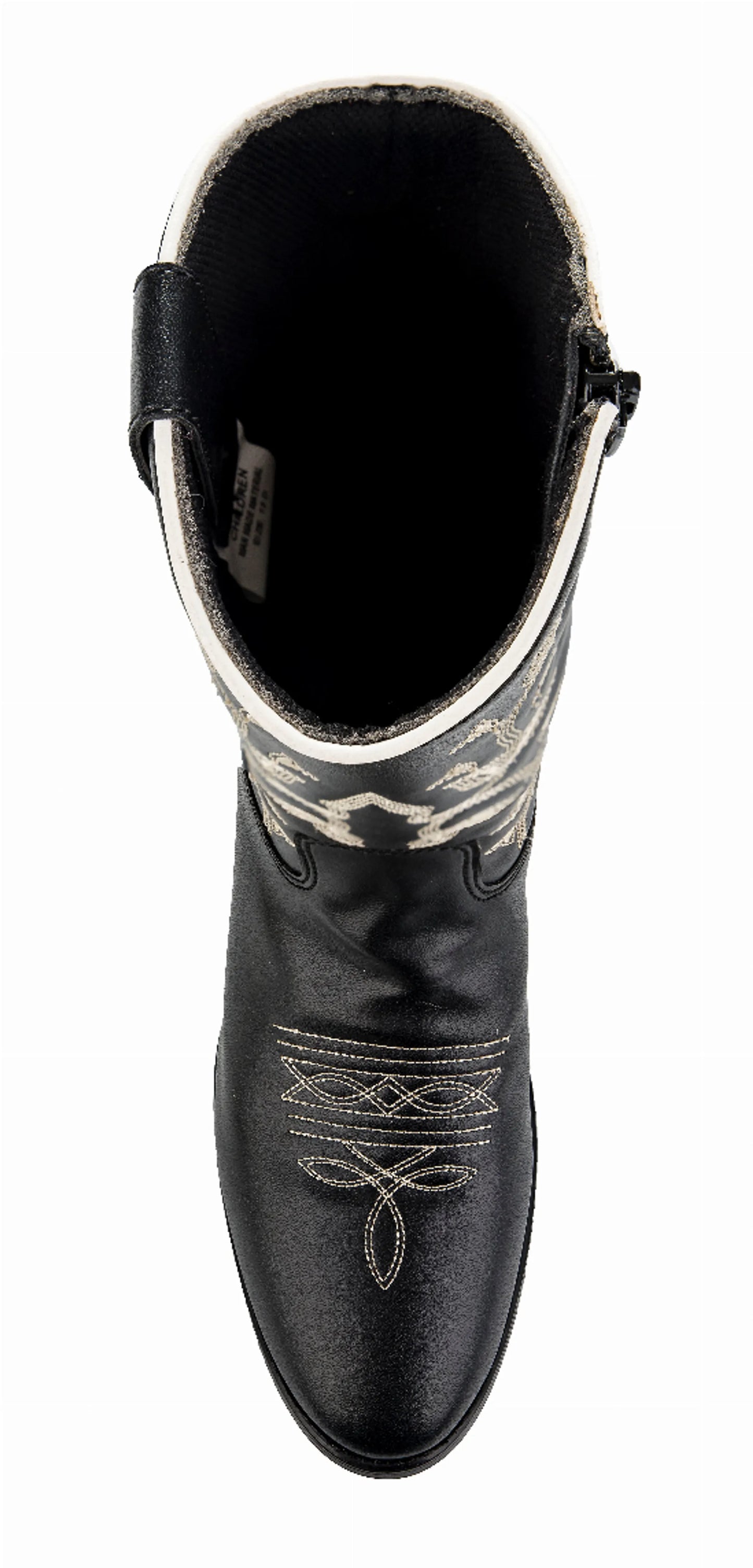 TuffRider Youth Black Floral Western Boots - Kids Square Toe Cowboy Boots with Embroidered Design