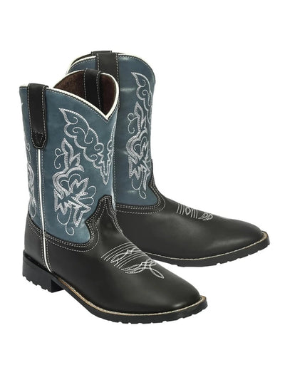 TuffRider Children's Yellowstone Rounded Toe Western Boot- Mocha with, 10/1