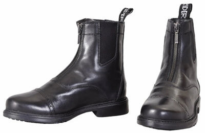 Women's Front Zip Paddock Boots - Premium Leather Horse Riding Ankle, Black/10