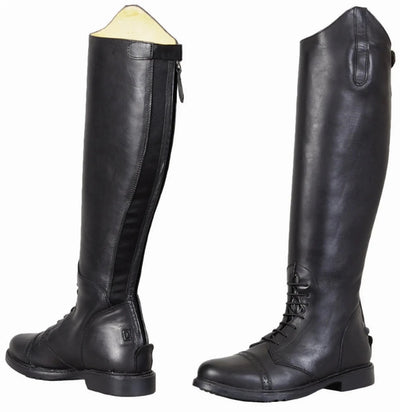 Kids Leather Field Boots, Youth Back Zip Riding Boots with Memory Foam, 1/Regular wide