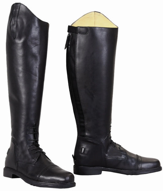 Men's Field Boots - TuffRider Baroque Leather Riding Boots with Spanish Top and Elastic Gussets - Color: Black | Pack Of: 1