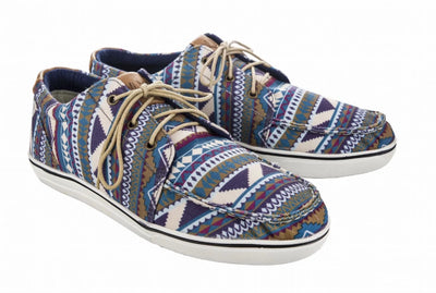 TuffRider Women's Lace-Up Canvas Graphix Shoes, Teal pyramids/10