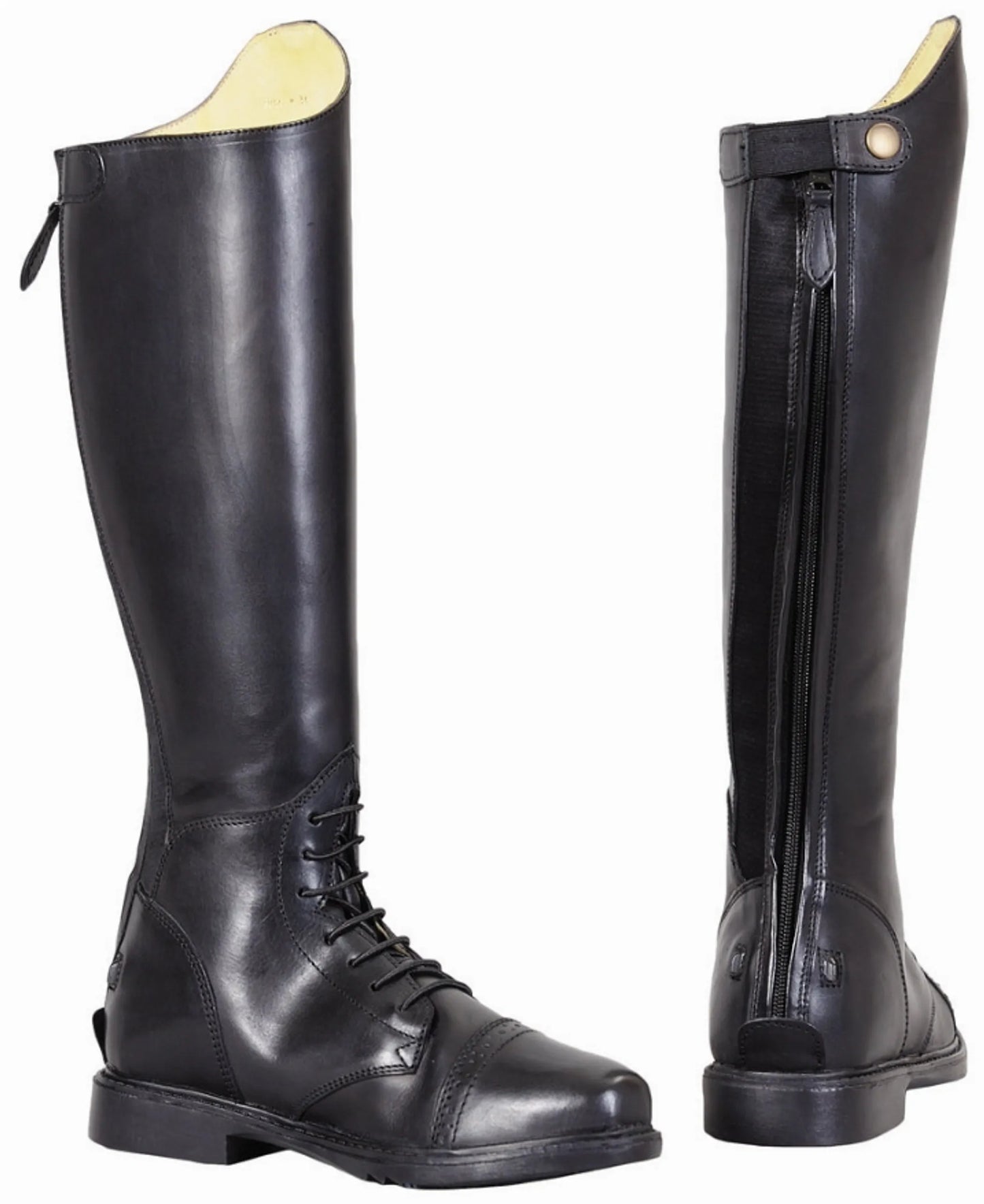 Women's Leather Field Boots - TuffRider Short Baroque Back Zipper Riding Boots - Color: Black | Pack Of: 1
