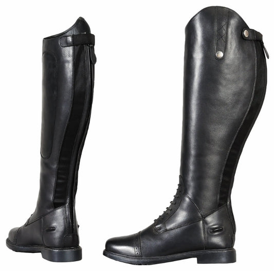 Women's Wide Calf Field Boots - TuffRider Plus Rider Leather Riding Boots with Memory Foam - Color: Black | Pack Of: 1