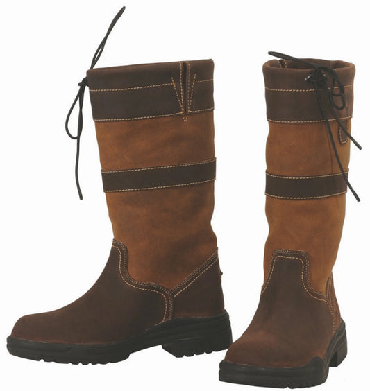Women's Short Country Boots - Water-Resistant Barn Boots with Drawstring Closure