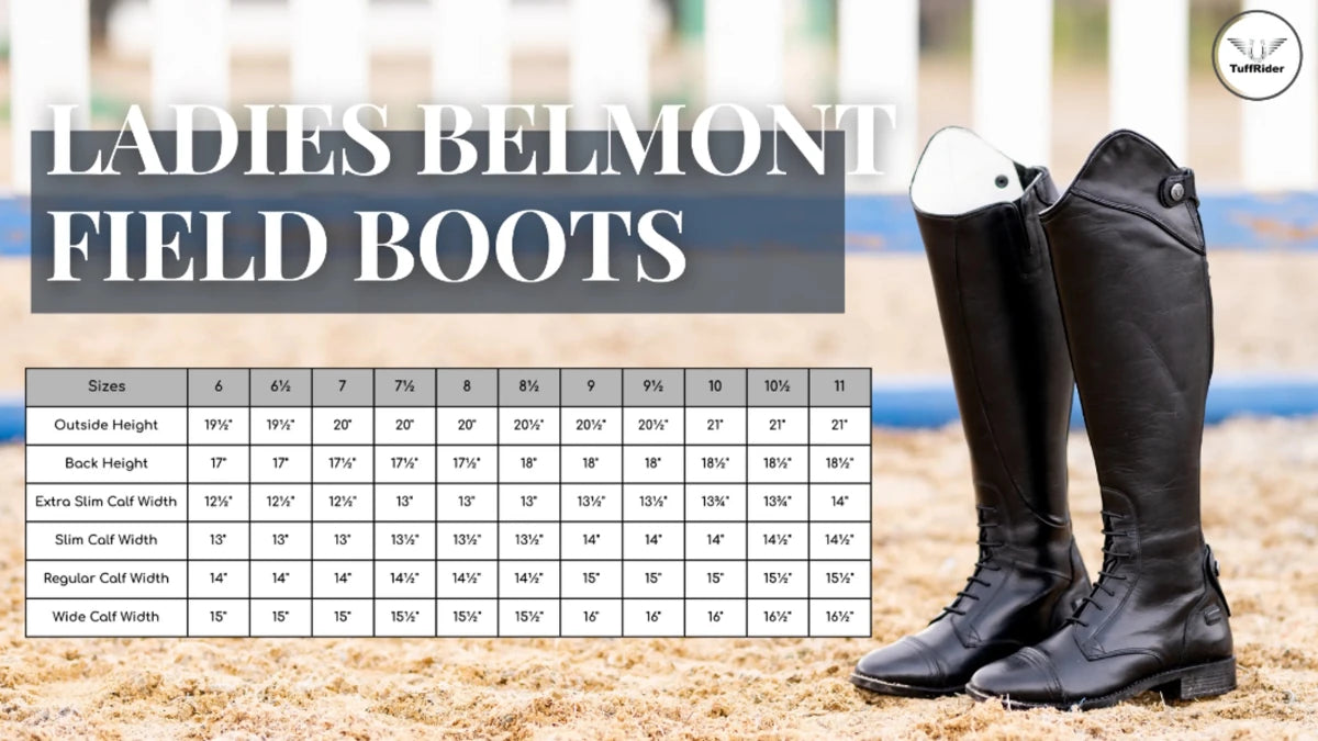Women's Leather Field Boots - TuffRider Belmont Premium Riding Boots with Memory Foam - Color: Black | Pack Of: 1 - Pets Perfect