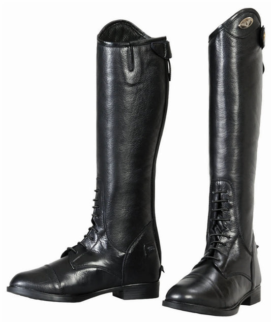 Kids Leather Field Boots - Youth Tall Riding Boots with Spanish Top and Memory Foam