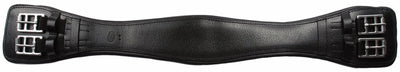 Dressage Girth - Contoured Leather Girth with Elastic Inset, Black/22