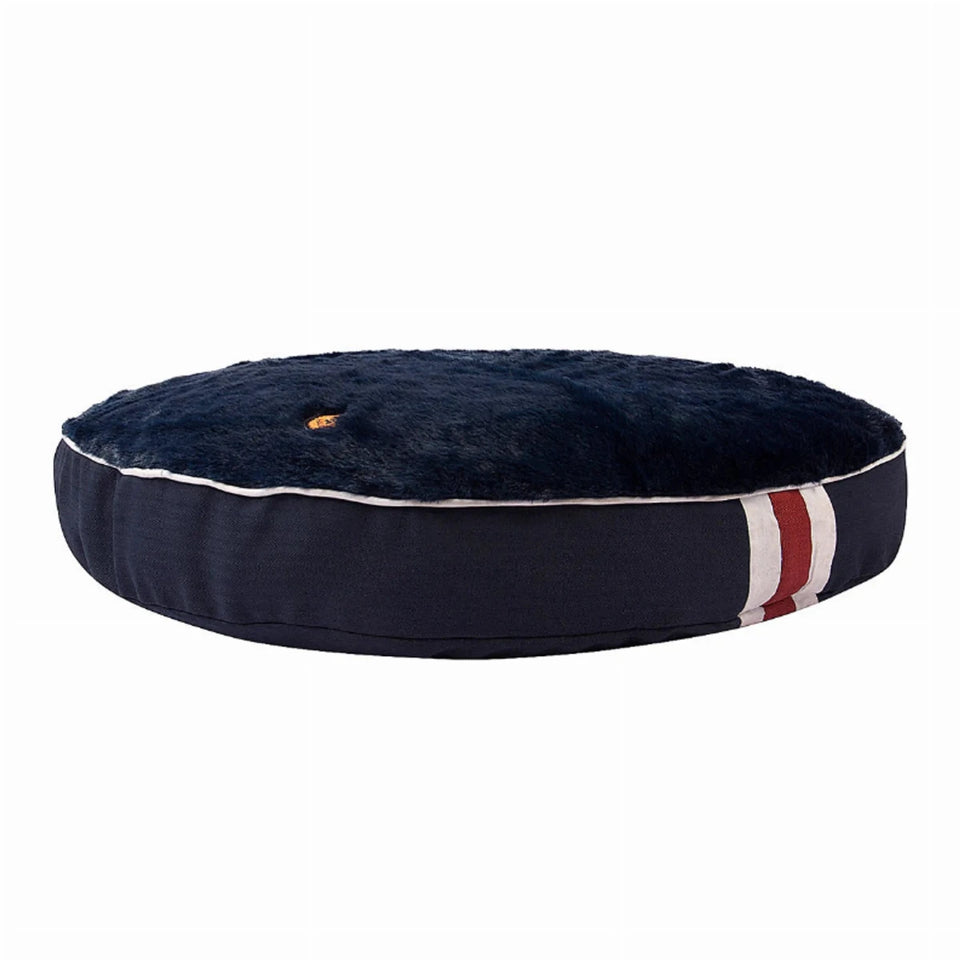 Round Dog Bed - Preppy Color Block Bed with Removable Washable Cover, Ec navy/1