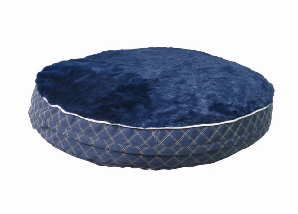 Round Dog Bed - Quilted Plush Bed with Removable Washable Cover, Ec navy/1, view 7